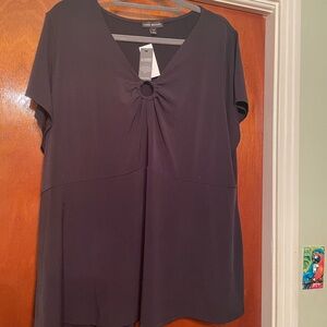 Lane Bryant black Tie Front Short Sleeve Blouse